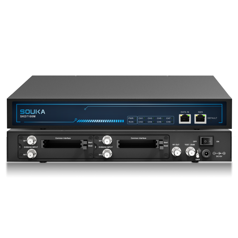 Encrypted PCMCIA 4 DVBS/S2 Tuners to RF Modulator with CI Slots